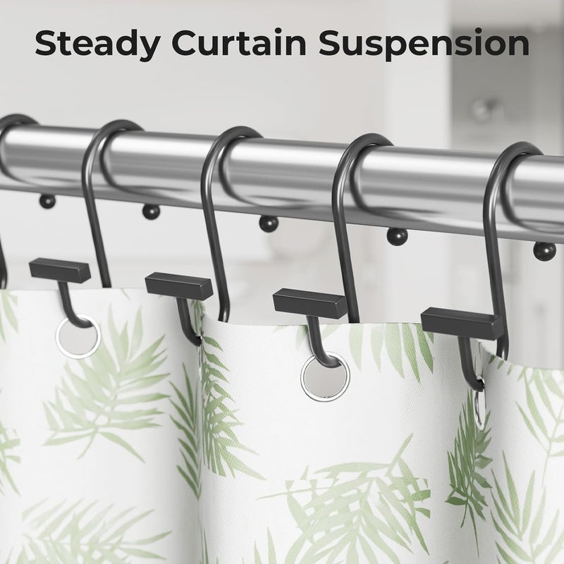 Bathway Shower Curtain Hooks, Black Shower Curtain Rings Rust Proof, 12PCS Shower Hooks for Shower Curtain, T-Bar Design Convenient Elegant Shower Curtain Hangers for Bathroom Kitchen Wardrobe - Image 5
